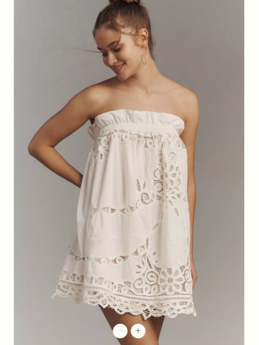 Anthropologie Maeve Strapless Lace Mini Dress - Picture 2 of 5